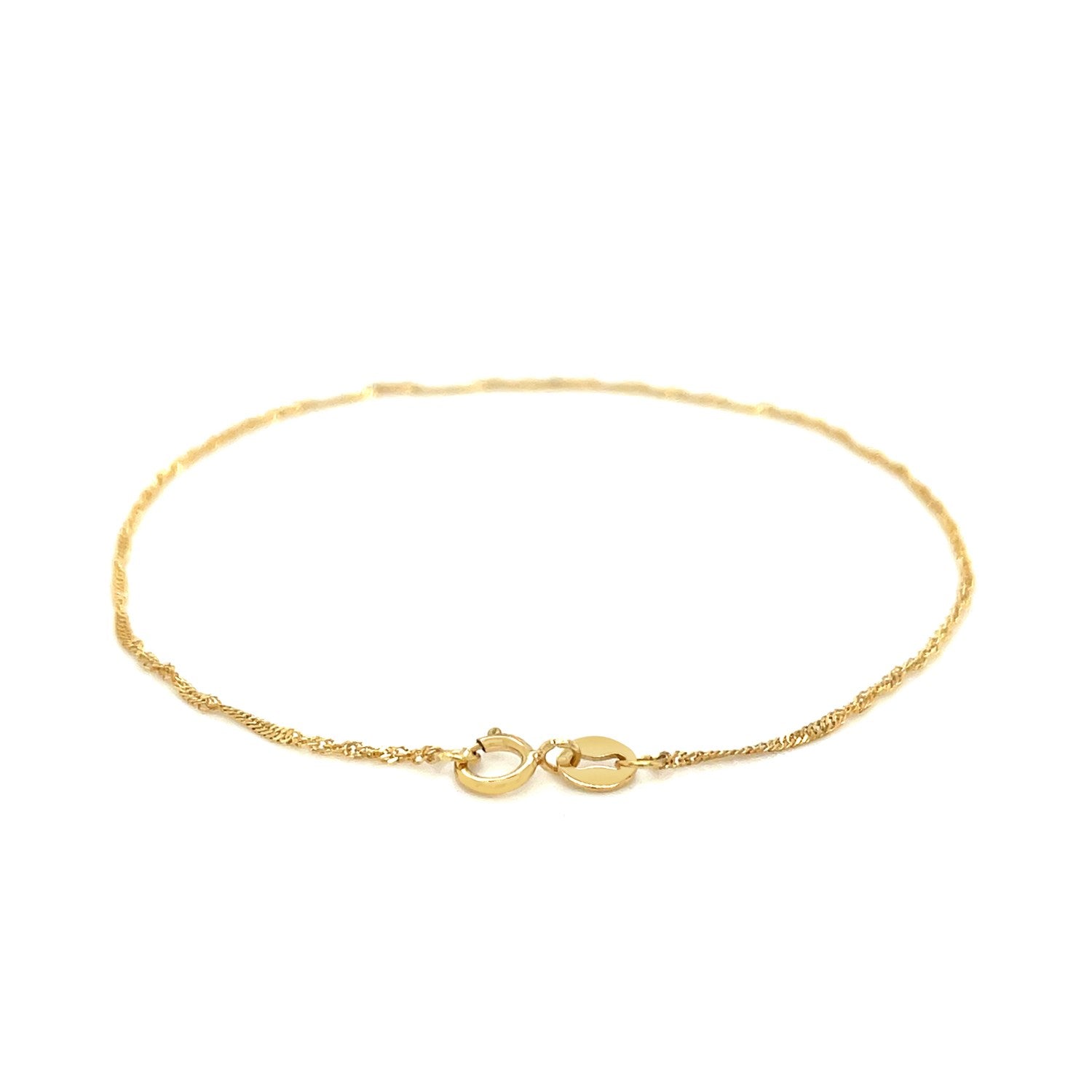 14k Yellow Gold Singapore Bracelet (1.10 mm) - Peelerie